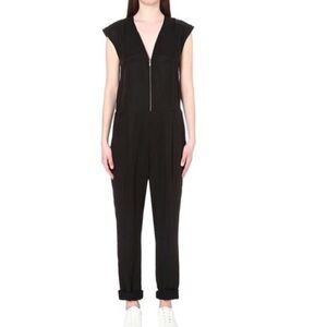 The Kooples‎ Sport black Satin Zip Jumpsuit size medium office work business